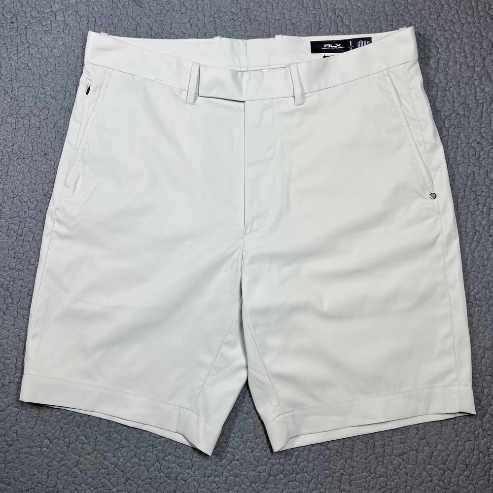 RLX Ralph Lauren Shorts Mens Beige Tailored Fit Golf Size 34 Cream RN 41381
